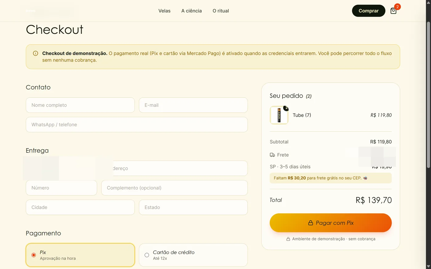 Loja nova — checkout