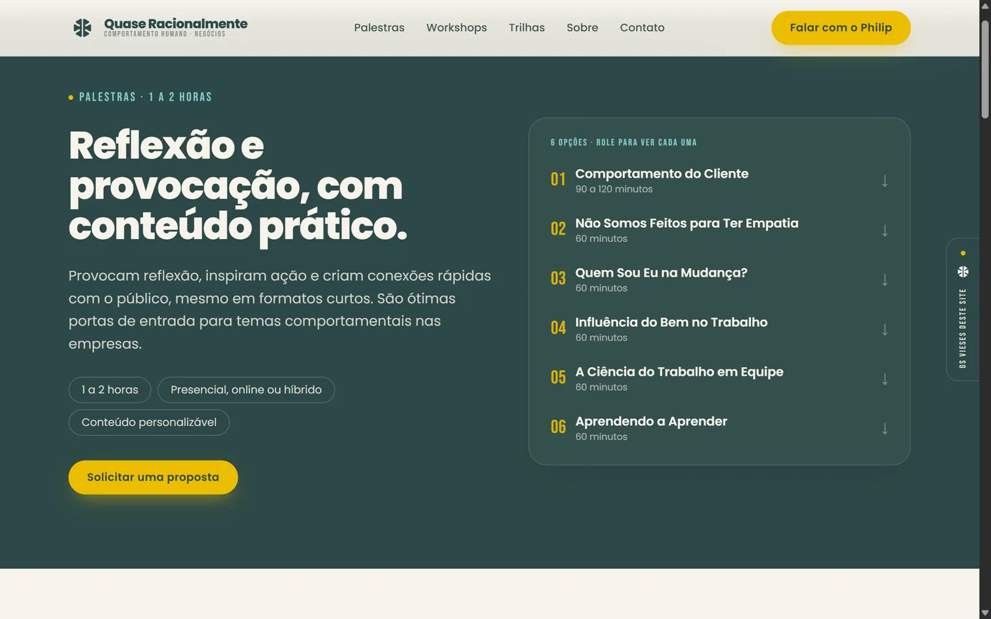 Site novo — palestras