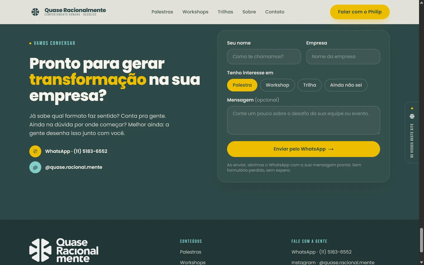 Site novo — contato